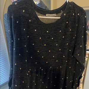 Black Polka Dot Long Sleeve Dress